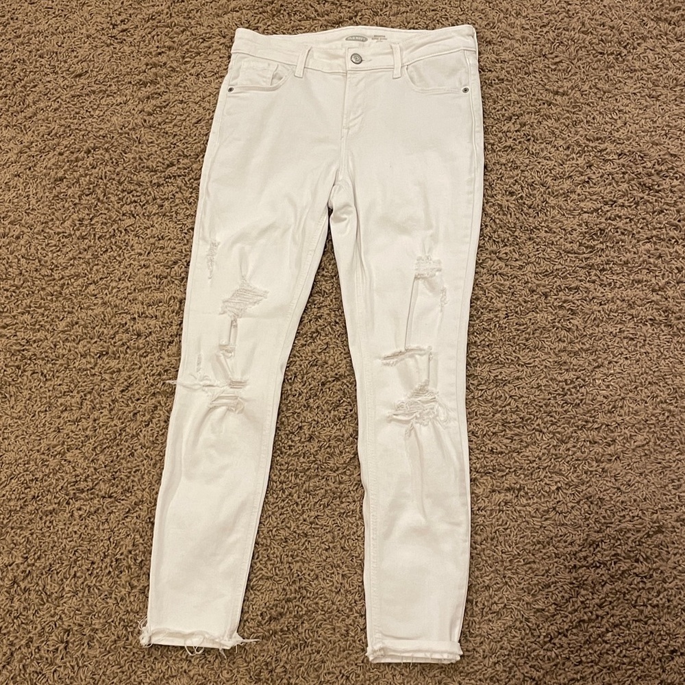 Old Navy Rockstar Super Skinny White Mid-Rise Jeans
